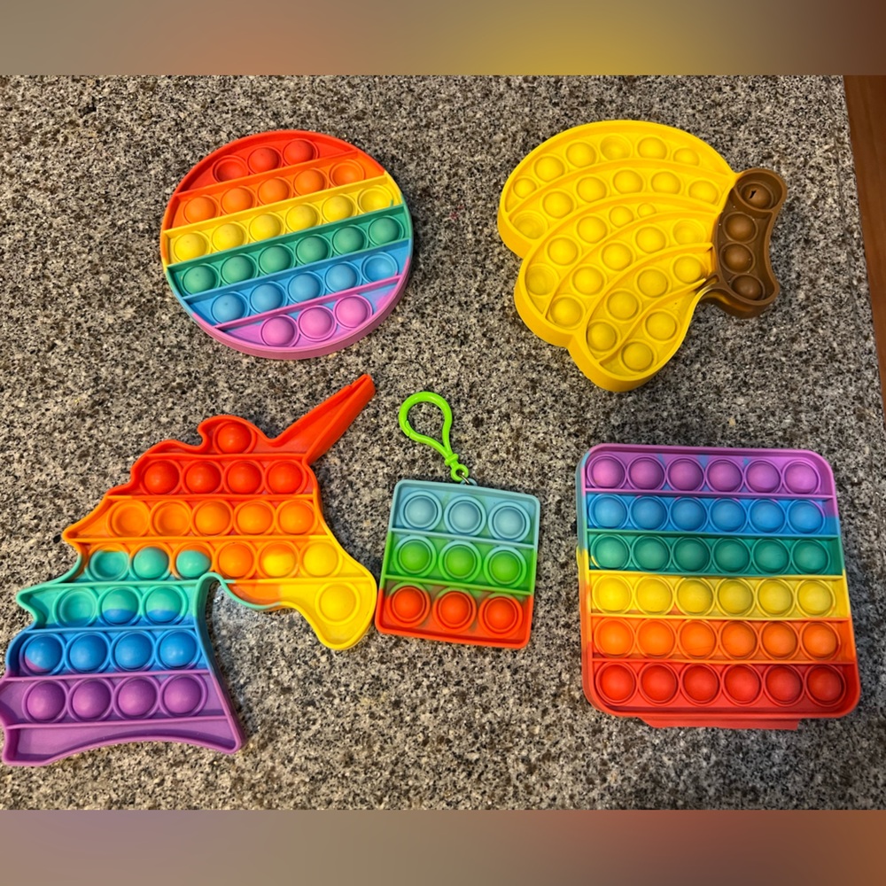 Stress poppers multi color set of 5